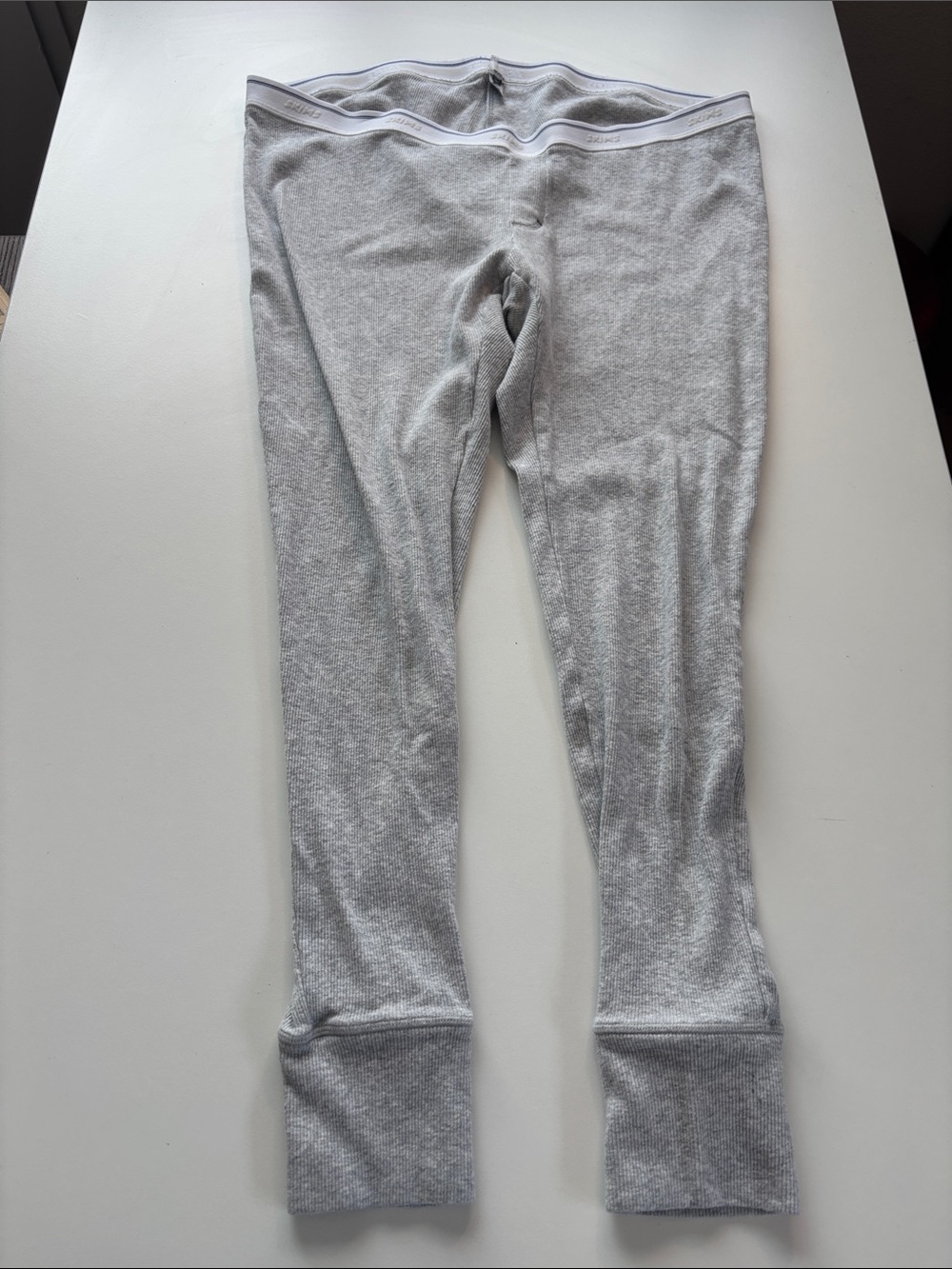 SKIMS Gray Ribbed High-Rise Leggings